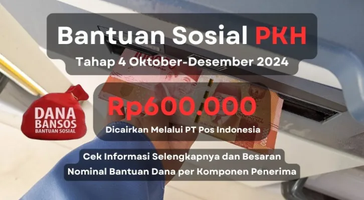 Informasi terbaru penyaluran dana bansos PKH tahap 4 alokasi Oktober-Desember 2024 dengan nominal Rp600.000 akan disalurkan via PT Pos Indonesia, Cek disini informasi selengkapnya. (Poskota/Aldi Harlanda Irawan)