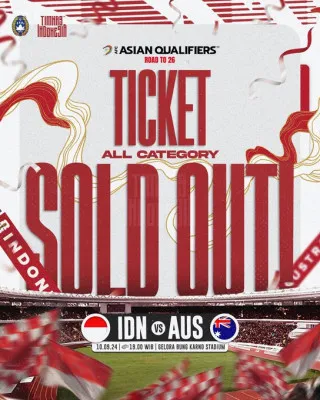 Tiket laga Timnas Indonesia Vs Australia yang dijual sejak Agustus 2024 lalu lludes terjual alias sold out. (X/@TimnasIndonesia)