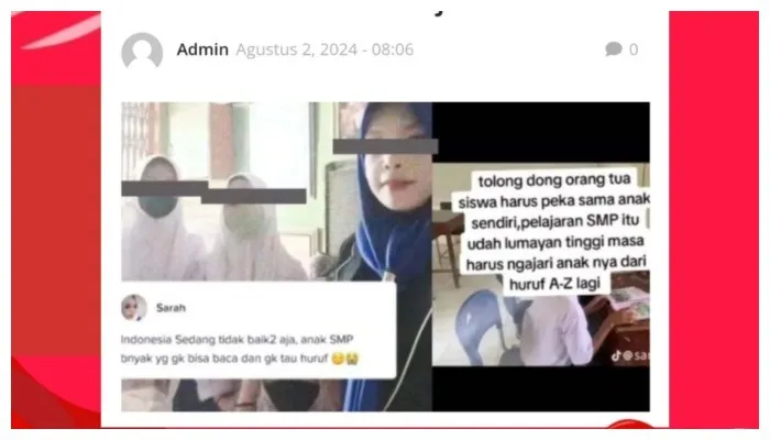 Bukti pendidikan di Indonesia sedang tidak baik-baik saja, banyak siswa SMP tidak bisa membaca. (Instagram : @lambe_turah)