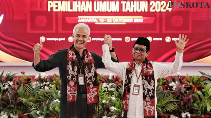 Pasangan Capres dan Cawapres Ganjar Pranowo dan Mahfud Md.(ahmad tri hawaari)