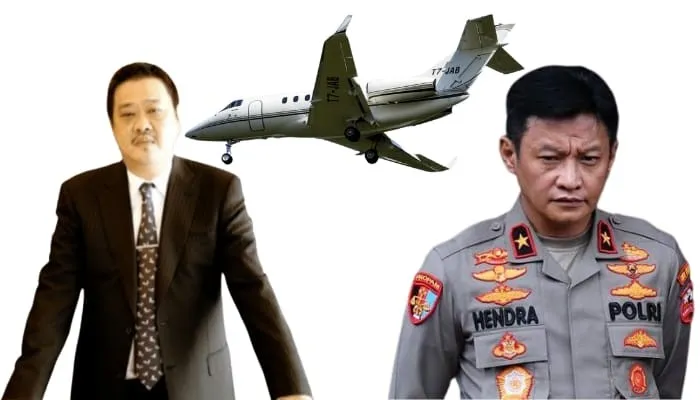 Ilustrasi Robert Bonosusatya, private jet T7-JAB, dan Brigjen Hendra Kurniawan. (Foto: Diolah dari Google).