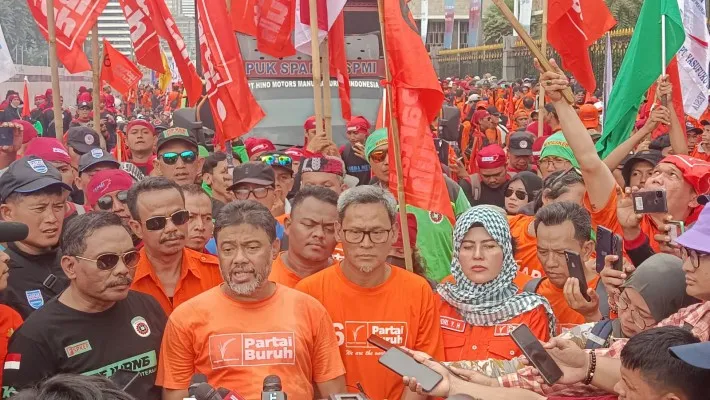 Presiden Partai Buruh, Said Iqbal di kawasan Patung Kuda, Jakarta Pusat. (Ist)