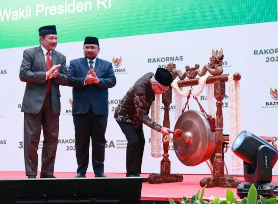 Wapres KH Ma'ruf Amin saat membuka Rakornas BAZNAS. (Setwapres)