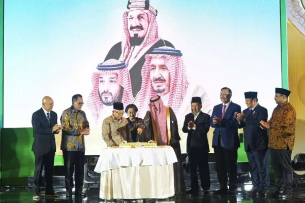 Wapres KH Ma'ruf Amin saat menghadiri Peringatan Hari Nasional Kerajaan Arab Saudi ke-93. (Setwapres)