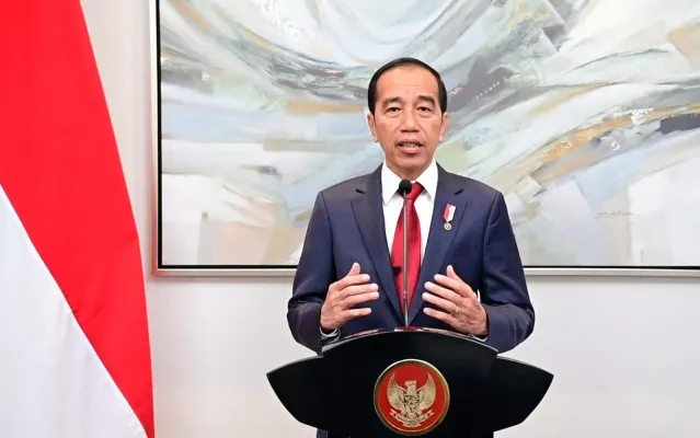 Presiden Joko Widodo saat memberikan keterangan soal serangan Israel.  (biro pers )