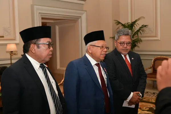 Wapres Ma'ruf Amin saat memberikan keterangan soal Pemilu 2024. (Setwapres)