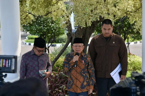 Wapres KH Ma'ruf Amin saat memberikan keterangan. (Setwapres)