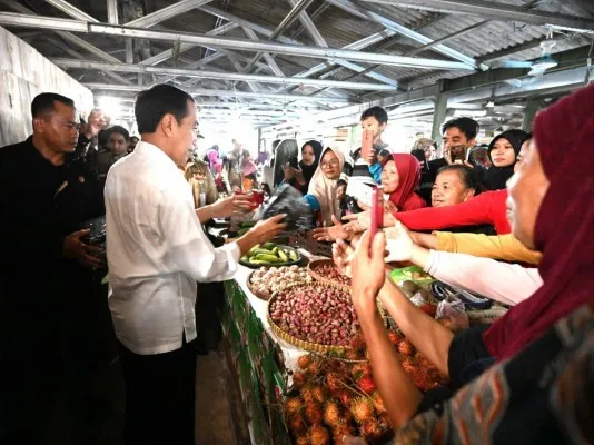 Presiden Joko Widodo saat mengunjungi Pasar Mungkid, Kabupaten Magelang. (biro pers)