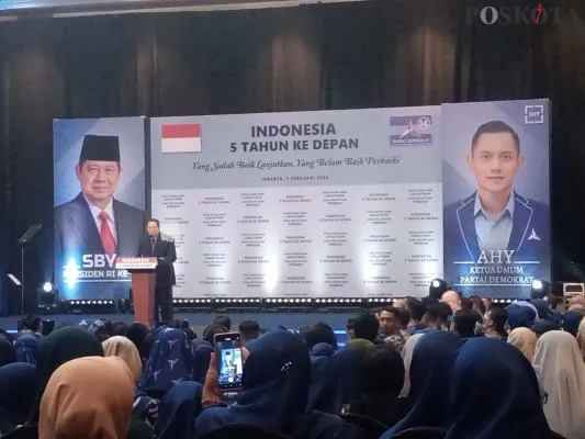 Pidato Susilo Bambang Yudhoyono di Avenze Hotel & Convention Center, Jatisampurna Bekasi. (Ihsan Fahmi).