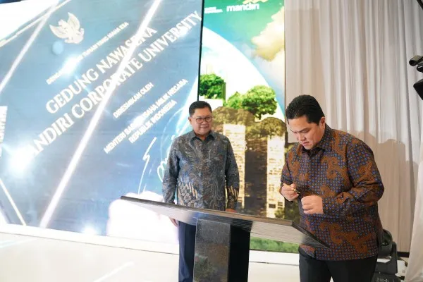 Foto: Menteri BUMN Erick Thohir meresmikan Gedung Nawasena Mandiri Corporate University di Jakarta Barat. (Dok. Bank Mandiri)