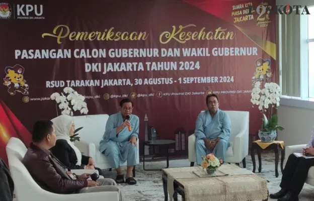 Pramono-Anung jalani tes kesehatan di RSUD Tarakan, Jakarta Pusat, Jumat pagi, 30 Agustus 2024. (Poskota/Pandi Ramedhan)