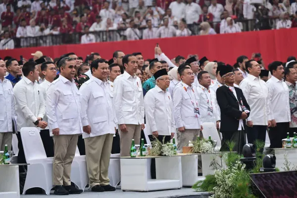 Foto: Ketua MPR RI Bambang Soesatyo menghadiri ulang tahun Partai Gerindra ke-16 Tahun. (Dok. Humas MPR RI)