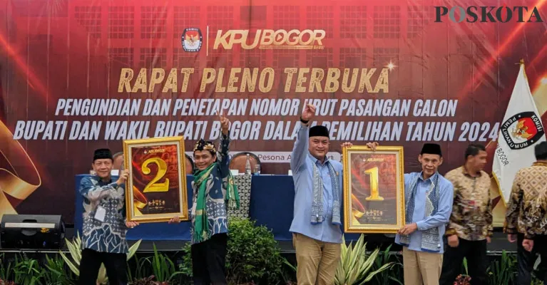 Dua Pasangan Calon Bupati-Wakil Bupati Bogor saat pengundian nomor urut (Poskota/Panca Aji)