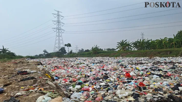 Lautan sampah di Desa Muarabakti, Babelan, Kabupaten Bekasi, Sabtu, 16 November 2024. (Poskota/Ihsan)