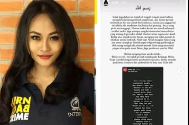 Kolase foto Lola Diara dan tangkapan layar story Instagram tentang klarifikasi tudingan pelakor. (Sumber: Diolah dari Google).