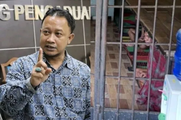 Komisioner Komnas HAM Chairul Anam dan foto sejumlah pria yang dikurung dalam kerangkeng di belakang rumah Bupati Langkat Terbit Rencana Peranginangin. (Foto: Diolah dari Google).