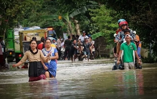 Banjir akibat luapan Sungai Bengawan Solo.(Ist)