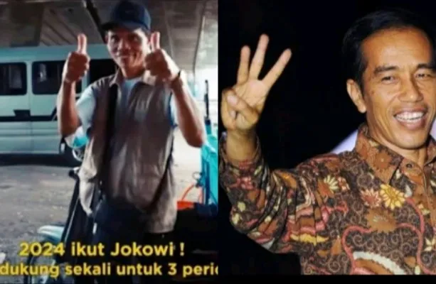 Bangun Wahyudi, tukang cendol yang dukung Jokowi 3 periode. (Foto: Diolah dari Google).