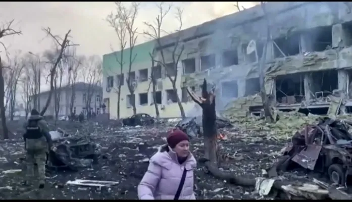 Potret RS anak-anak di Ukraina yang dibom tentara Rusia. (Foto: Tangkapan layar video Reuters).