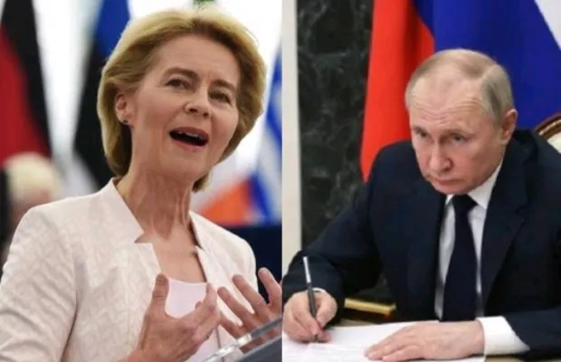 Kolase Presiden Komisi Eropa Ursula von der Leyen dan Presiden Rusia Vladimir Putin. (Foto: Diolah dari Google).