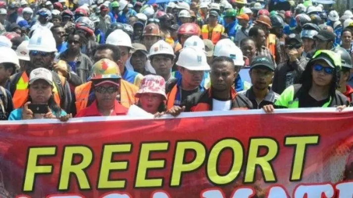 Karyawan Freeport demo karena hak tak dipenuhi. (Foto: Ist).