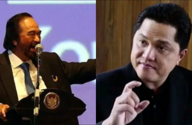 Kolase Ketua Umum Partai NasDem Surya Paloh dan Erick Thohir. (Foto: Diolah dari Google).