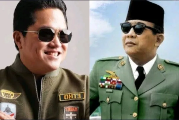 Kolase foto Erick Thohir dan Bung Karno. (Foto: Diolah dari Google).