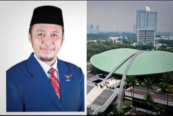 Kolase foto Anggota DPR inisial DK yang diduga pelaku pencabulan dan gedung DPR RI. (Foto: Diolah dari Google).