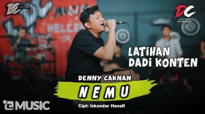 Lirik lagu Nemu Denny Caknan. (Foto: YouTube)