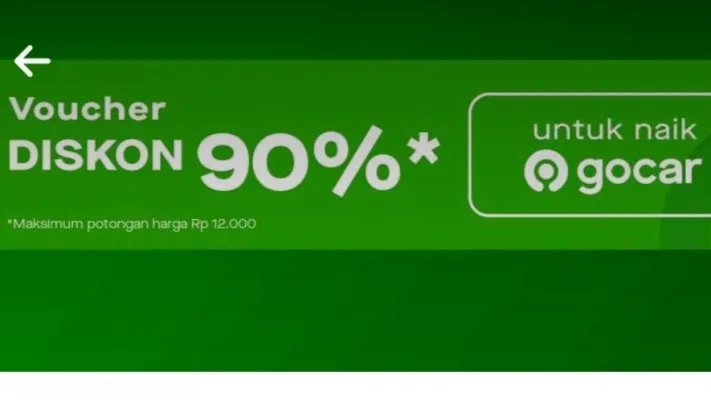 Promo Gojek hari Ini untuk GoCar diskon sampai 90 persen. (Foto: Capture)