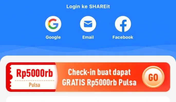 Aplikasi penghasil uang Saldo Dana Gratis Rp500.000 dibagikan aplikasi SHAREit promo Berkah Ramadhan. (Tangkap Layar di Aplikasi SHAREit)