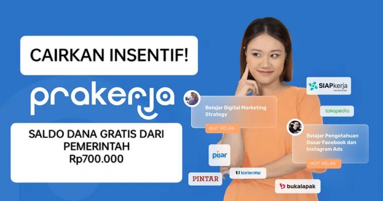 Ambil uang gratis insentif Prakerja Rp700.000 dan klaim saldo dana ke dompet elektronik hari ini, Kamis, 2 Mei 2024. (prakerja.go.id)