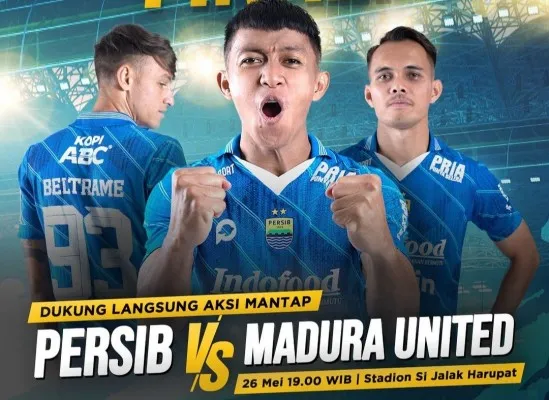 Persib Bandung akan melawan Madura United dalam laga leg pertama final Championship Series BRI Liga 1 2024 hari ini Minggu 26 Mei 2024, pukul 19.00 WIB. (Persib)