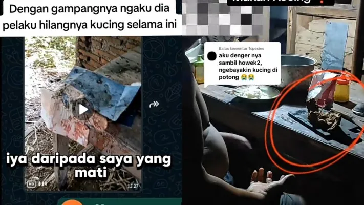 Bapak kos makan kucing di Semarang yang viral juga ngaku sebagai Imam Mahdi. (Kolase tangkapan layar TikTok/@three.in.one)