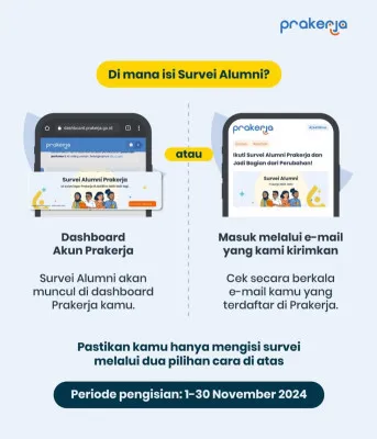 Alumni Prakerja semua angkatan diminta untuk mengisi survei. (Instagram/@prakerja.go.id)