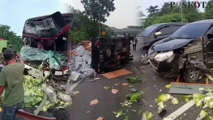 VIRAL Kecelakaan Beruntun di Tol Cipularang Hari Ini Rabu 10 Juli 2024 Bus Rusak Parah, Mobil Box dan Minibus Terguling - Doc. Tangkapan Layar Instagram @infojawabarat (Poskota/Resi Siti Jubaedah)