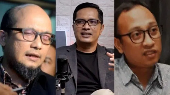 Kolase foto Novel Baswedan, Febri Diansyah, dan Rasamala Aritonang (Foto: diolah dari Twitter)