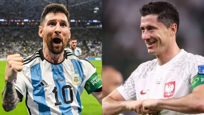 Kolase foto Messi dan Lewandowski (Foto: Twitter/DonkTrading/Mundodabola)