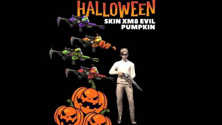 Kode redeem Free Fire berhadiah skin senjata XM8 Evil Helloween dapatkan secara gratis. (Canva)