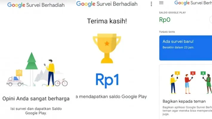 Ilustrasi aplikasi penghasil uang gratis Google Survei Berhadiah. (Sumber: Google Survei Berhadiah)