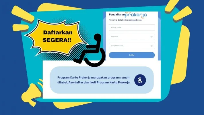 Penyandang disabilitas bisa ikut pendaftaran Prakerja gelombang 72 untuk dapat bantuan Insentif sebesar Rp700.000. (Poskota/Syarif Pulloh Anwari)