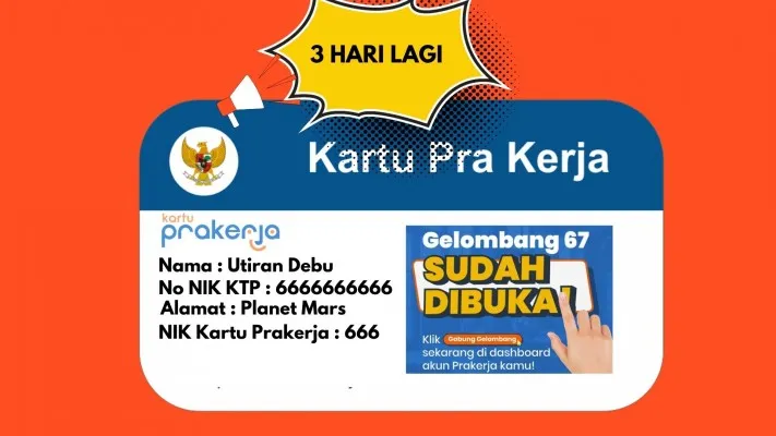 Klaim Saldo Dana Gratis Rp700.000 insentif Kartu Prakerja Gelombang 67 jika lolo, segera daftarkan diri pakai NIK KTP. (Poskota/Syarif Pulloh Anwari)