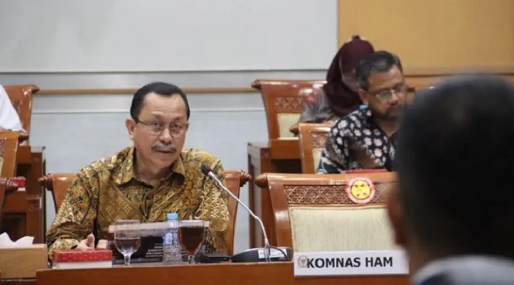 Ketua Komnas HAM Ahmad Taufan Damanik saat menjelaskan kasus Ferdy Sambo, di Komisi III DPR.  (Foto: komnas HAM)