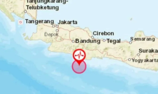 Titik pusat gempa bumi 4,0 magnitudo yang mengguncang Kabupaten Pangandaran, Jabar, Jumat (24/11/2023). (Foto: BMKG)