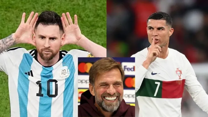 Kolase foto Lionel Messi, Cristiano Ronaldo, dan Jurgen Klopp (Foto: Twitter/FabrizioRomano/DeadlineDayLive/brown_walkers7)