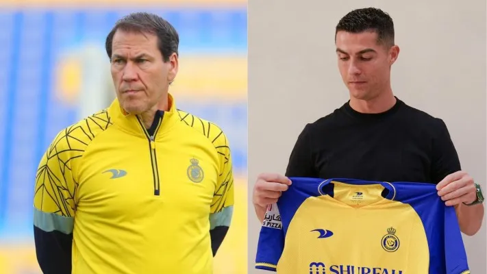 Kolase foto pelatih Al Nassr Rudi Garcia dan Cristiano Ronaldo (Foto: Twitter/_BeFootball/TeamCRonaldo)