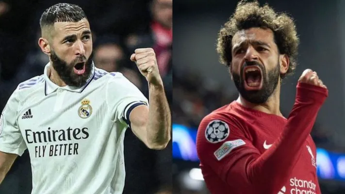 Prediksi Liverpool vs Real Madrid: Karim Benzema dan Mohammed Salah kemungkinan akan tampil berhadapan di babak 16 besar Liga Champions (Foto: Twitter/FootballTalkHQ/MadridXtra)