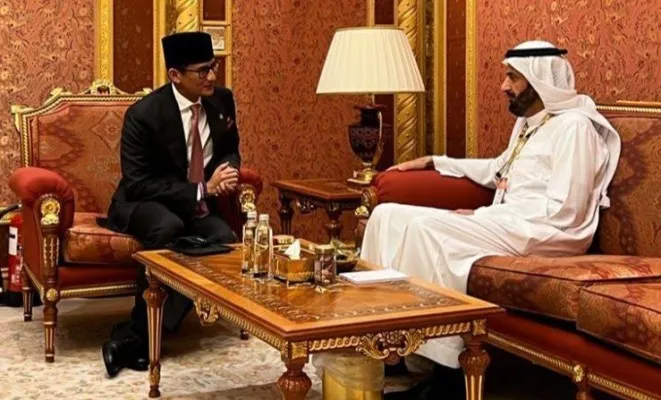 Menparekraf Sandiaga Uno dalam pertemuannya dengan Menteri Haji dan Umrah Kerajaan Arab Saudi Tawfiq Fawzan Al Rabiah. (ist)