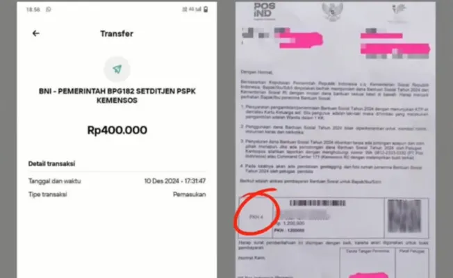 Pencairan bansos PKH tahap 4 via PT Pos Indonesia. (Youtube/Naura Vlog)