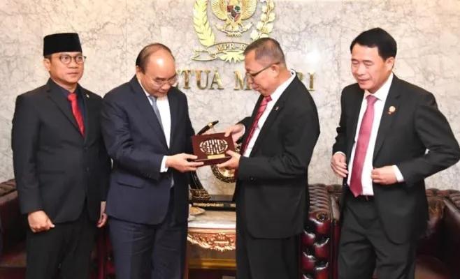 Pimpinan MPR saat menerima kunjungan Presiden Vietnam  Nguyen Xuan Phuc.(Ist)